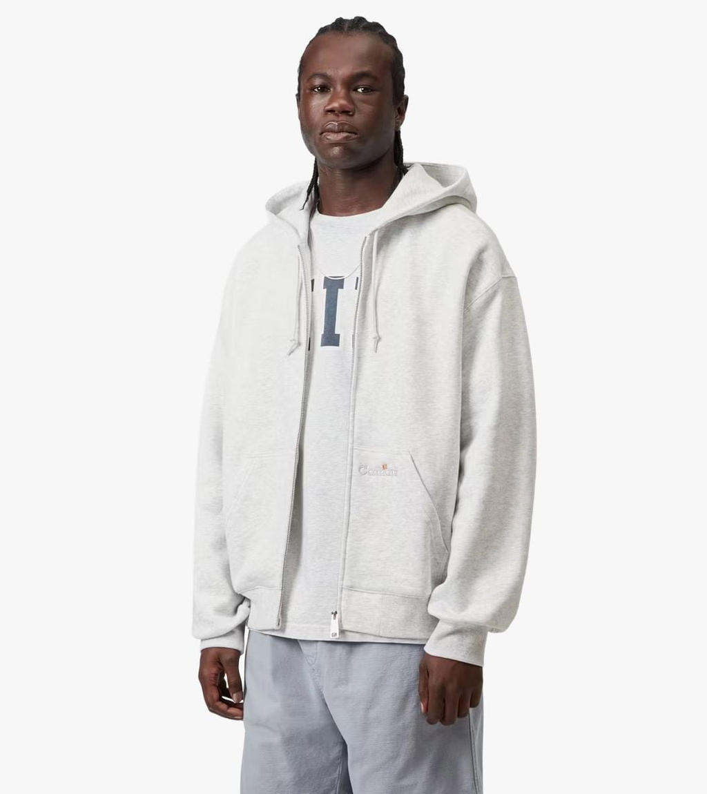 Pelēka HOODED WIP LABEL SWEAT JACKET