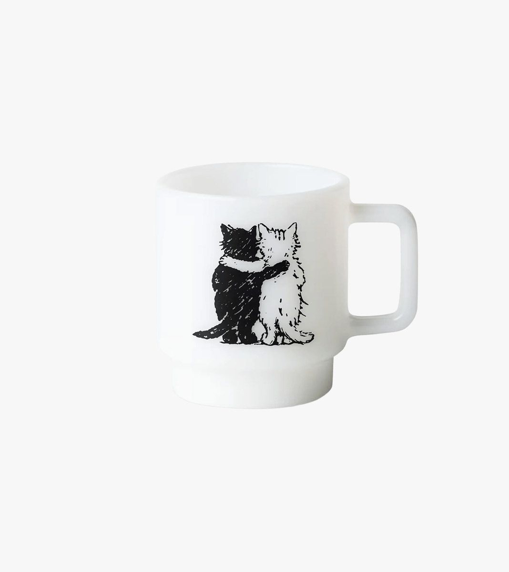 Valkoinen HUGGING CATS GLASS MUG