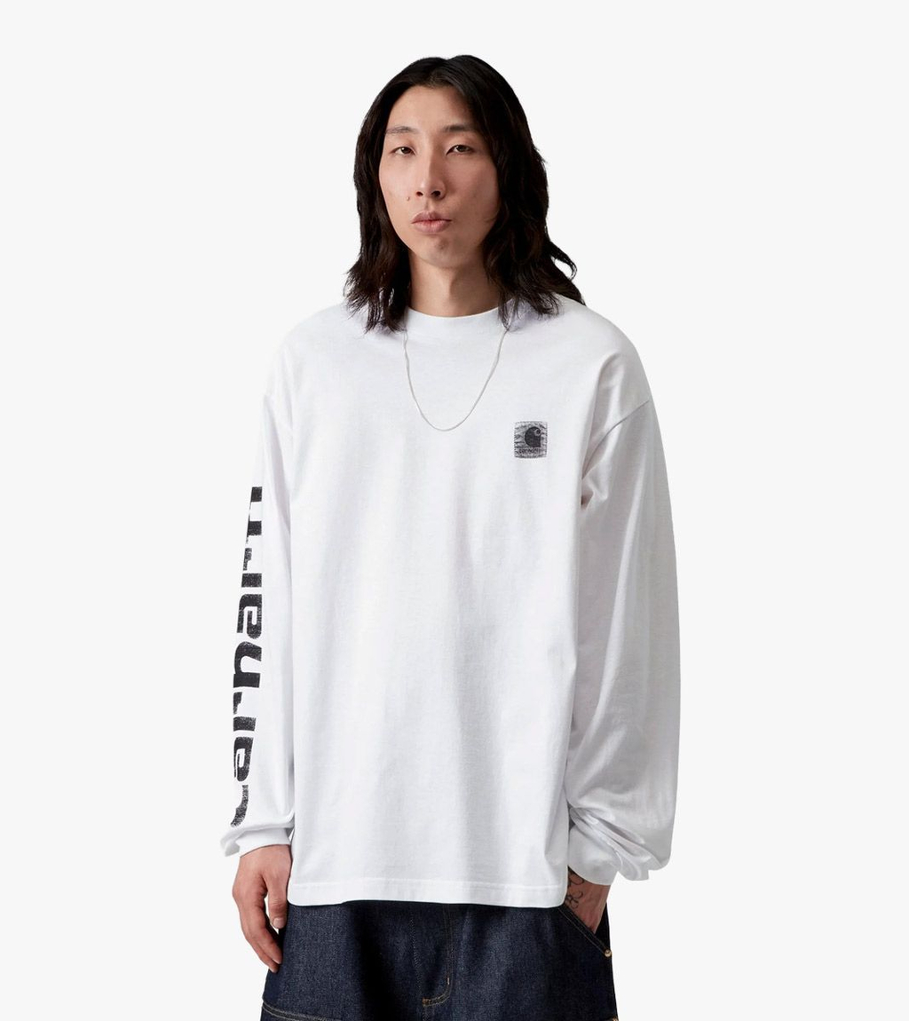 Valge L/s archive script t-shirt