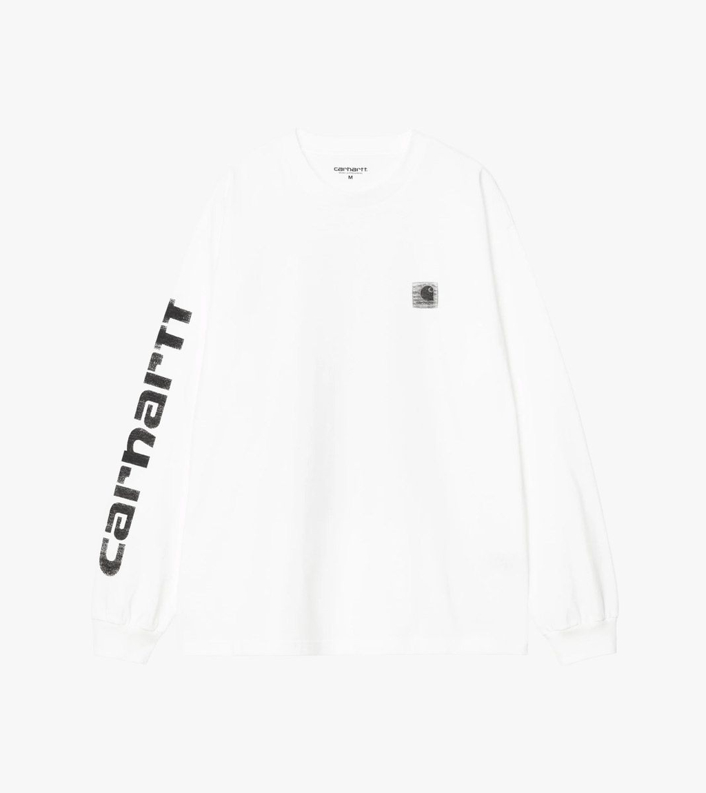 Valge L/s archive script t-shirt