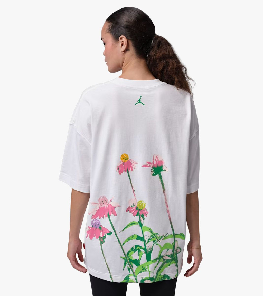 White W J BBALL FLWR LGF TEE