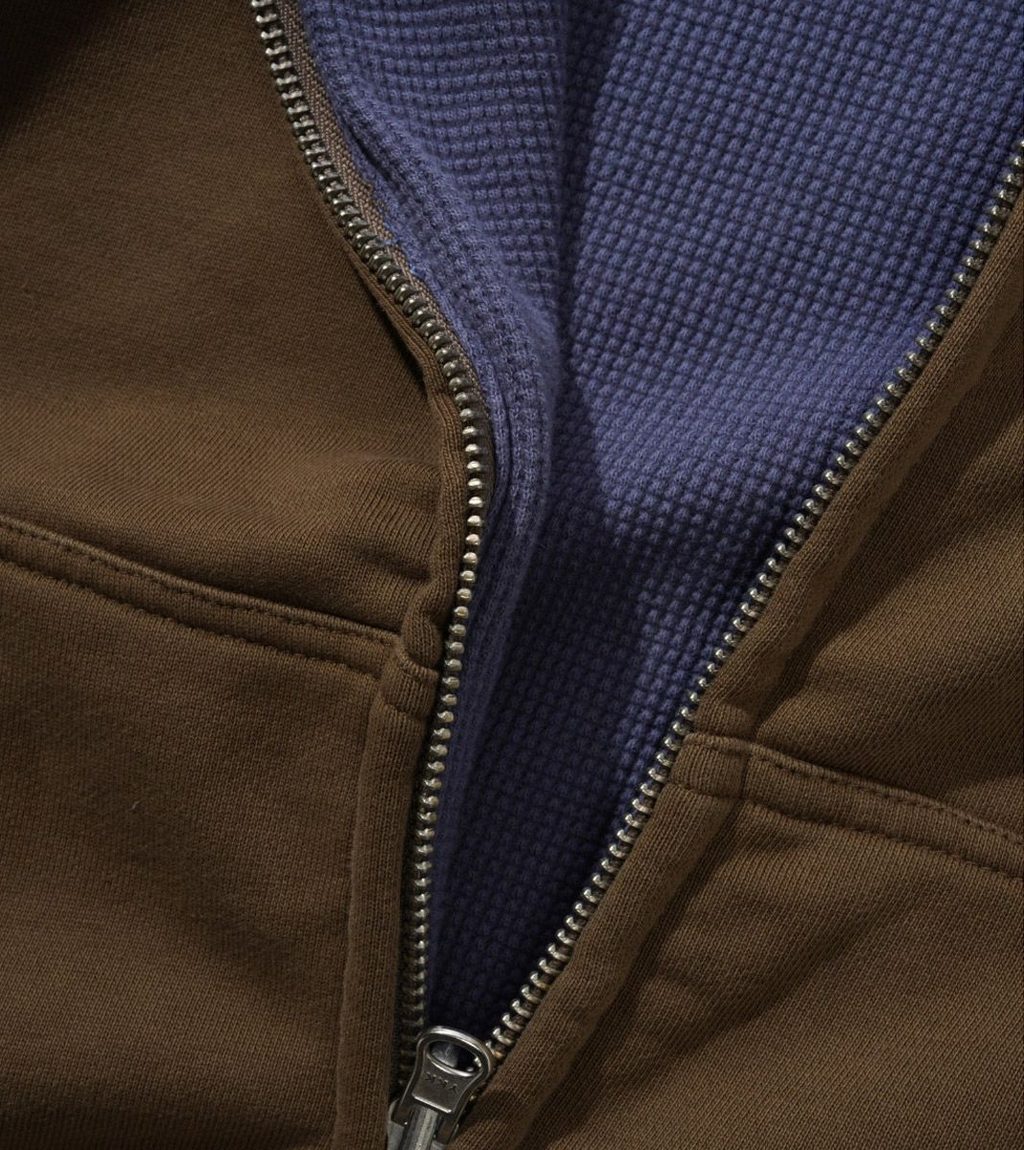 Brunt Reversible waffle zip-thru hood