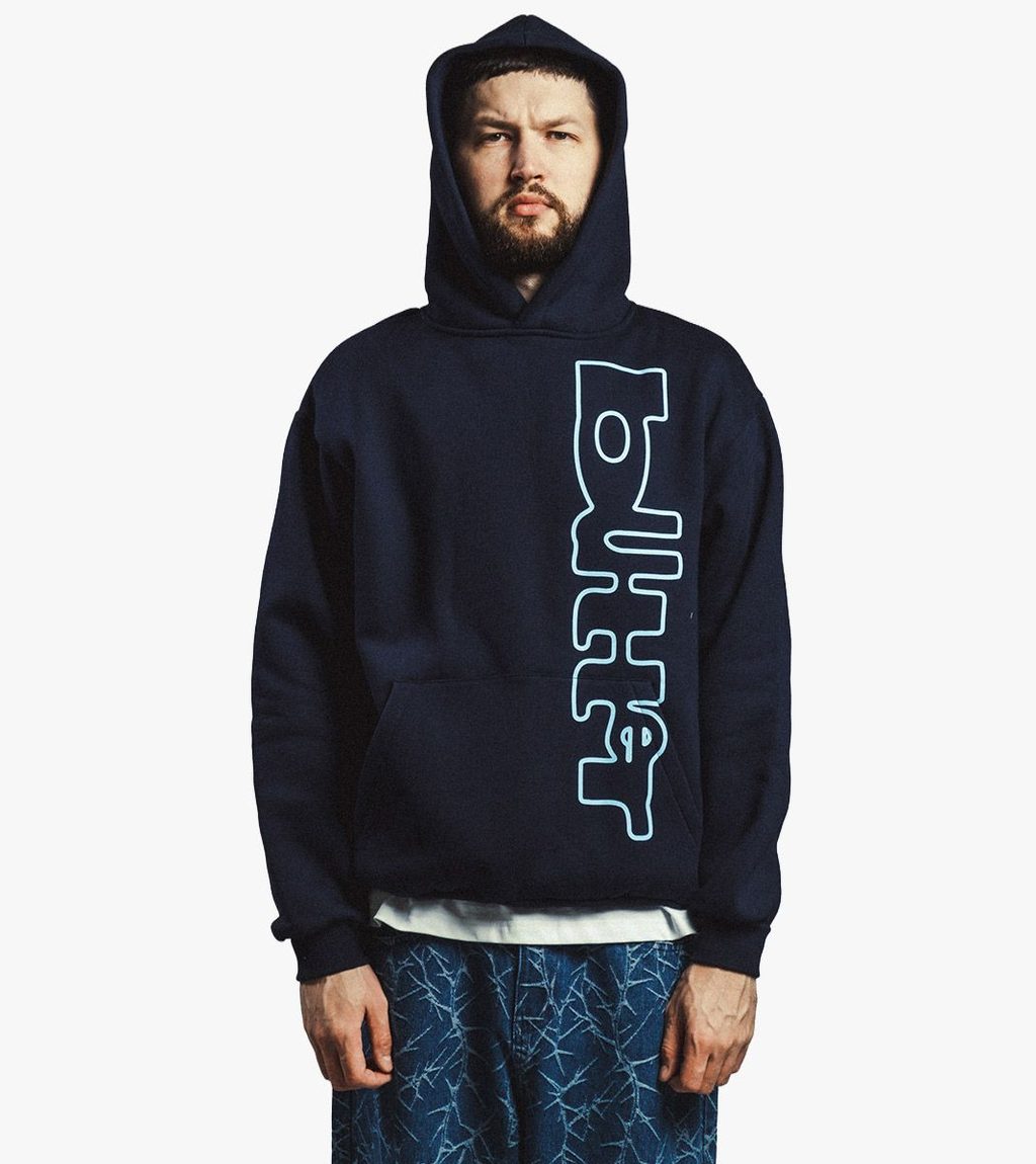 Blue WARPED PULLOVER HOOD