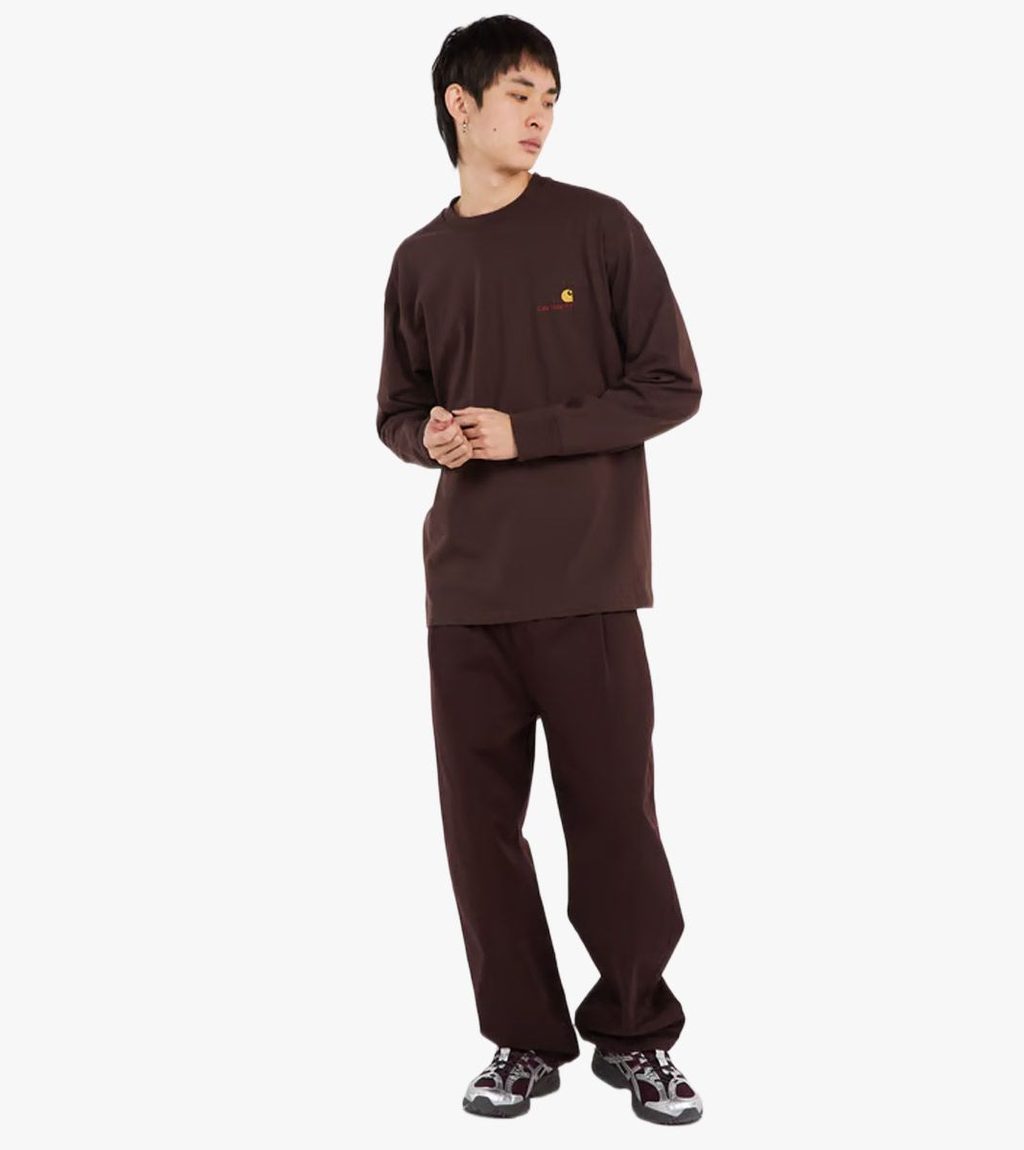 Ruskea L/S AMERICAN SCRIPT T-SHIRT