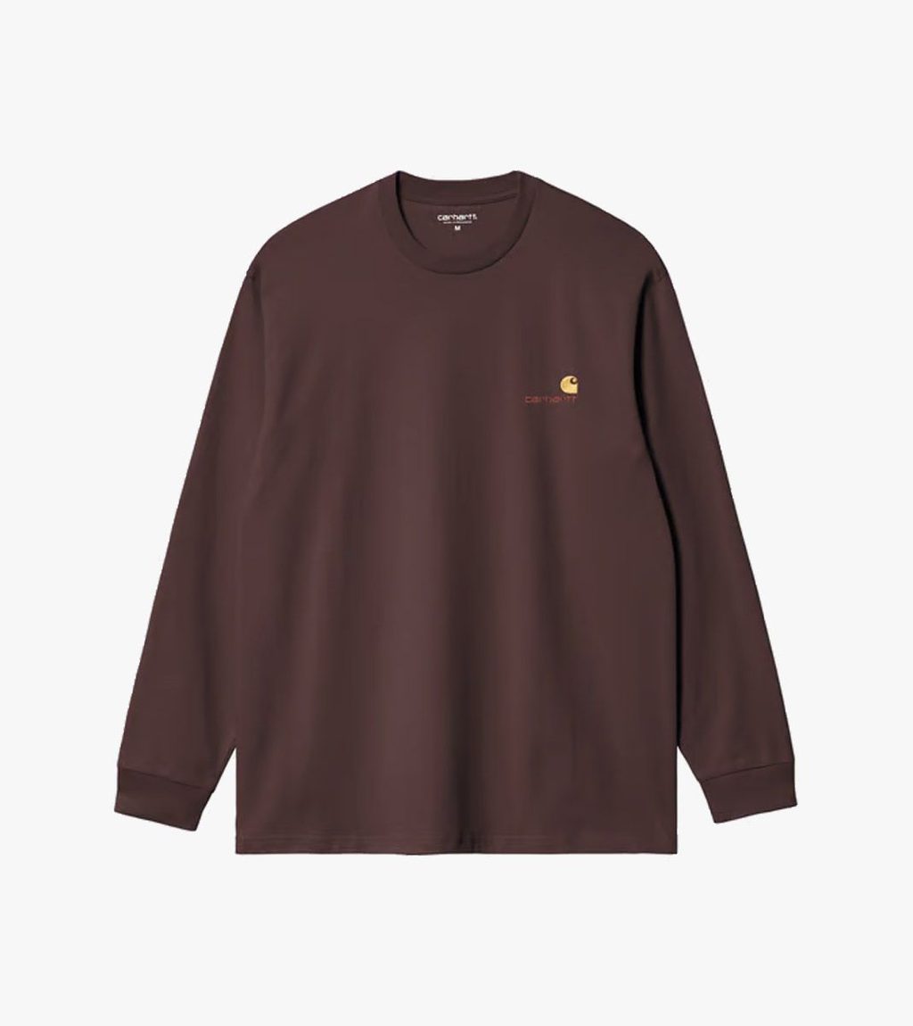 Ruskea L/S AMERICAN SCRIPT T-SHIRT