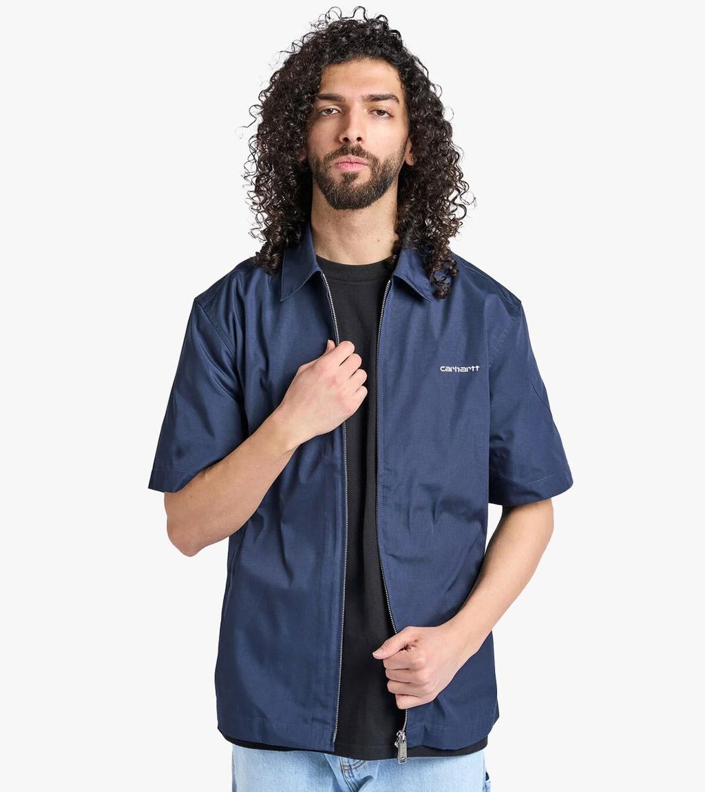 Sinine S/s postal zip shirt