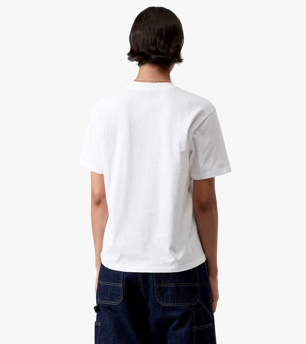 Valge W´ s/s script embroidery t-s