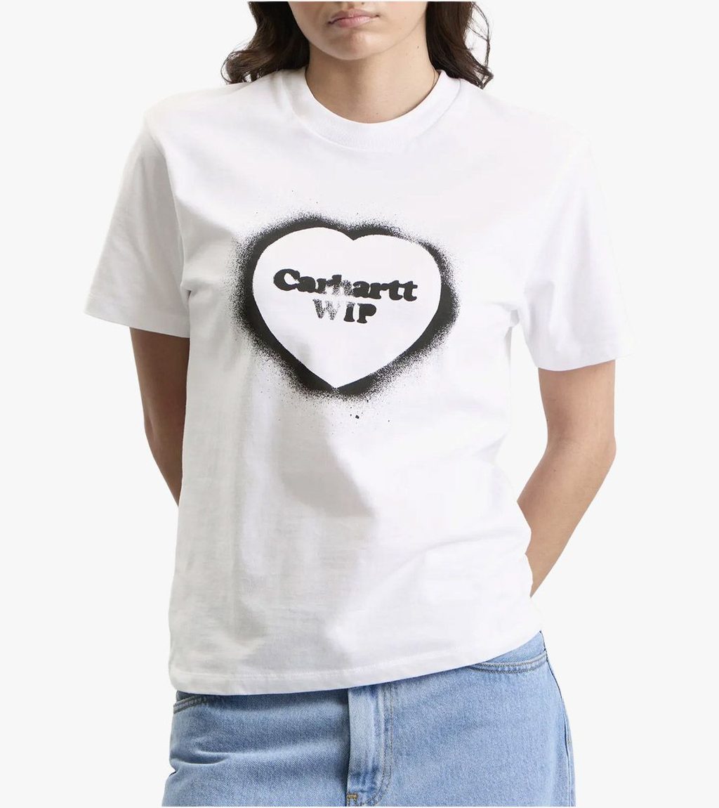 White W´ S/S SPRAY HEART T-SHIRT
