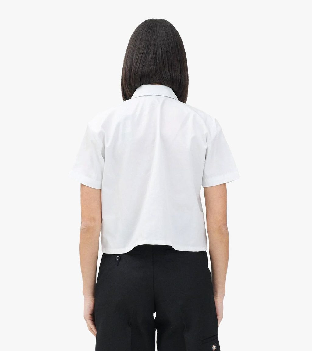 White SS CROPPED WORK SHIRT