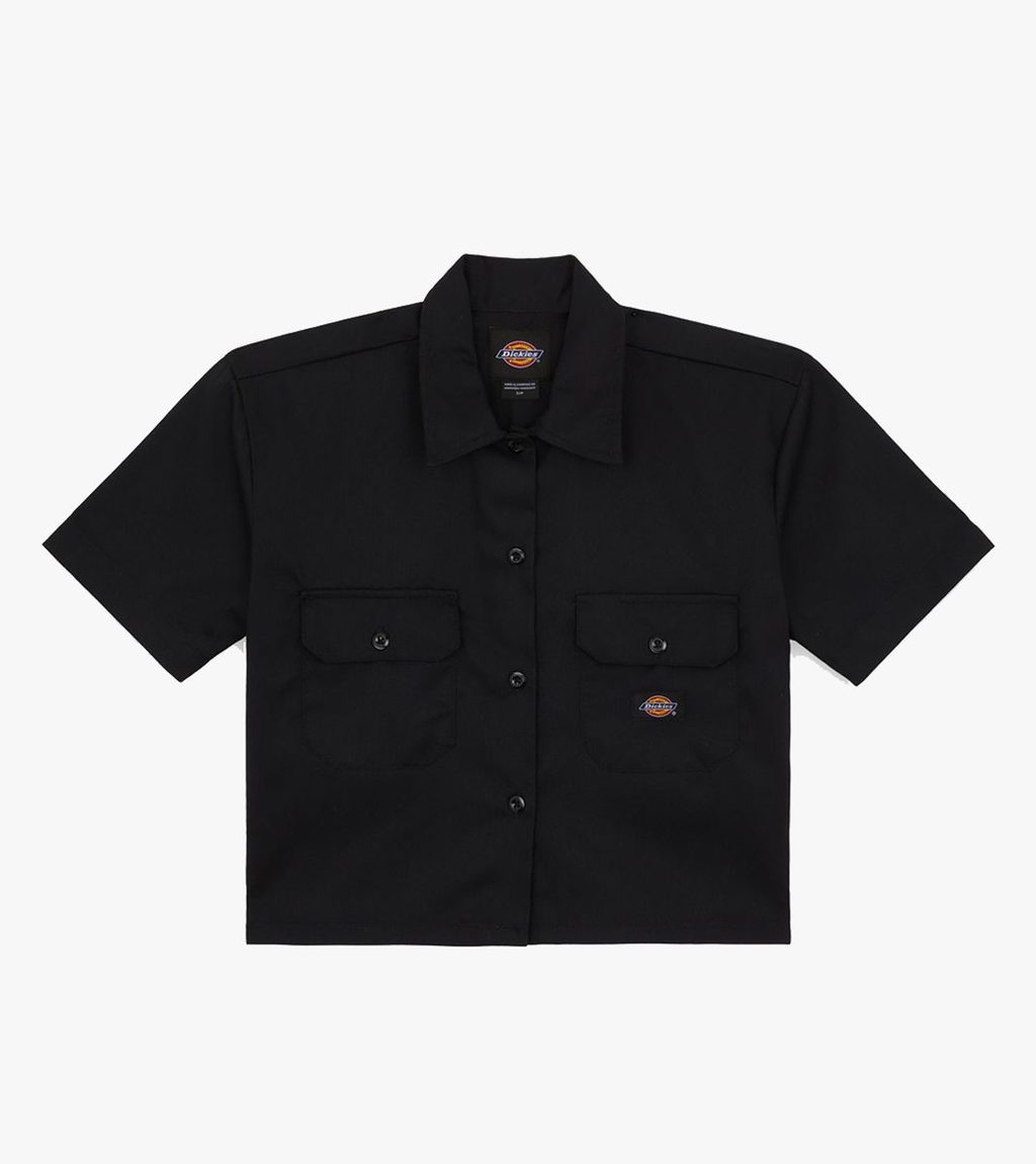 Melna WORK SHIRT CROPPED SS W