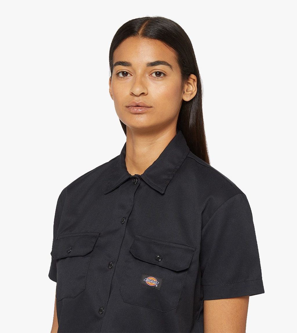Melna WORK SHIRT CROPPED SS W