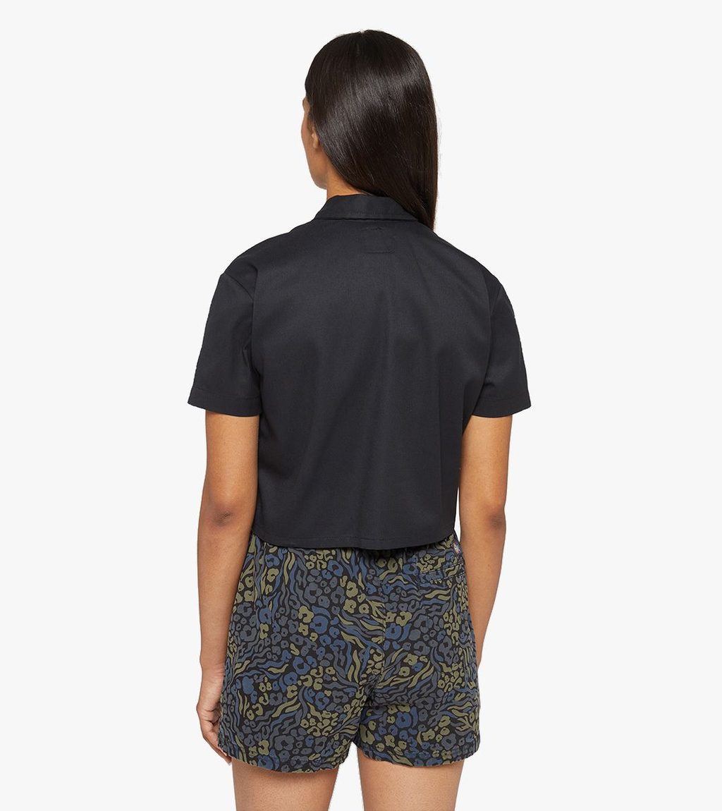 Melna WORK SHIRT CROPPED SS W