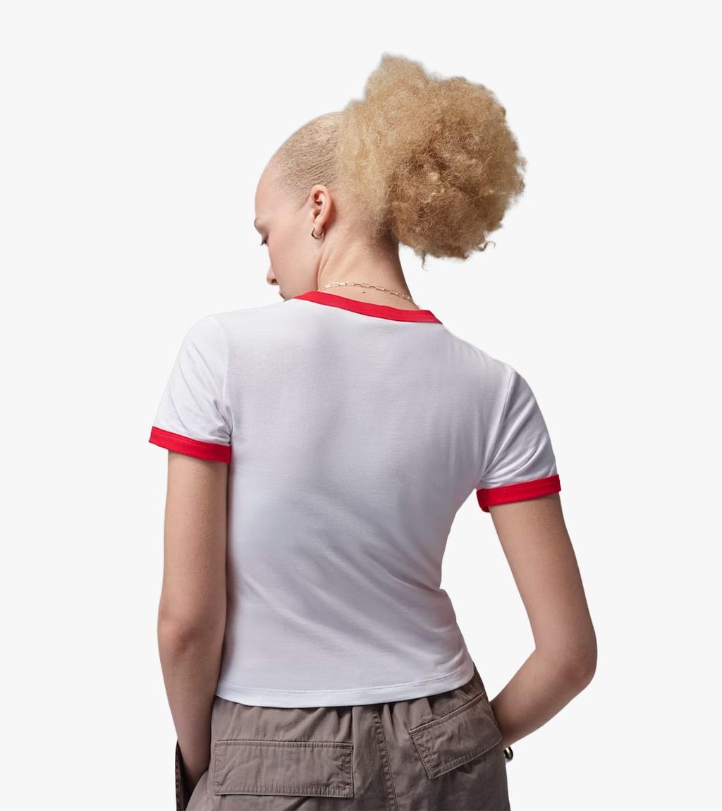 Valge W j strwby ringer tee