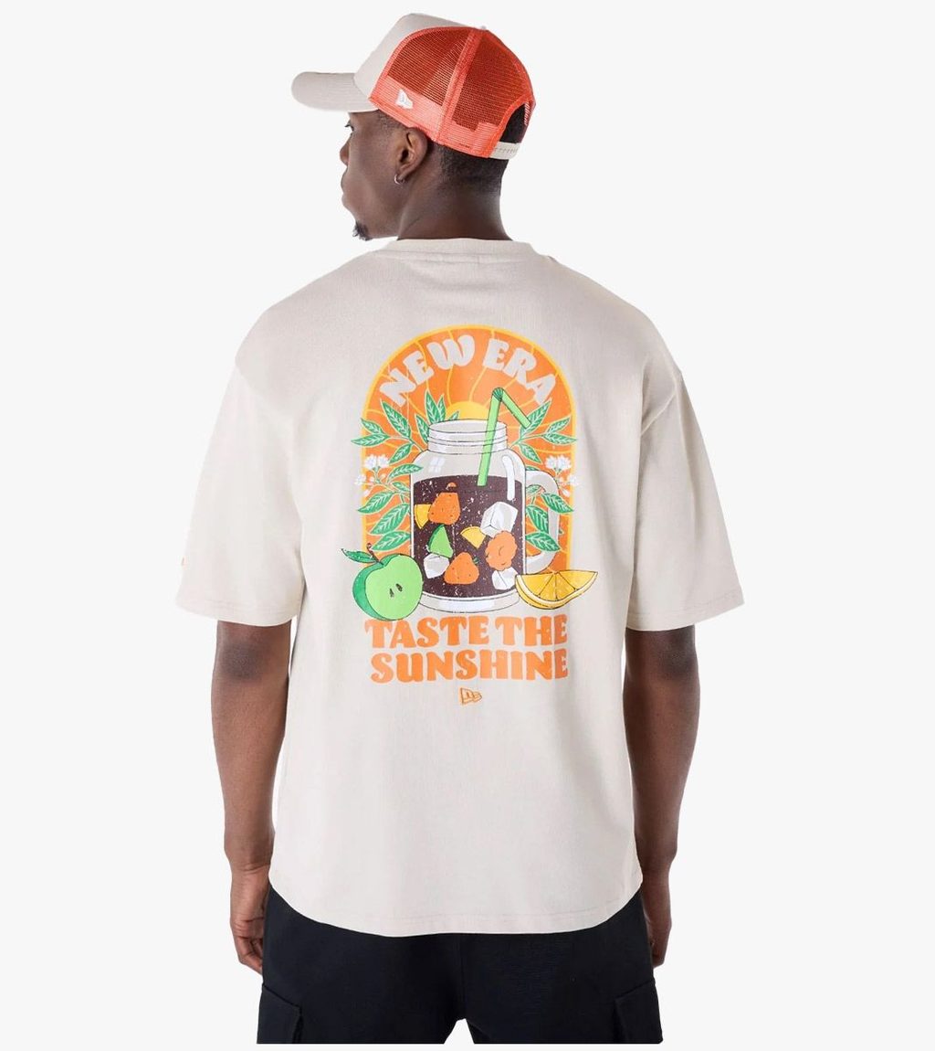 Beige NE DRINK GRAPHIC OS TEE