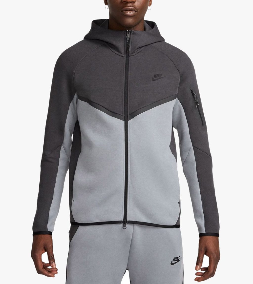 Pelēka M NK TCH FLC FZ WR HOODIE