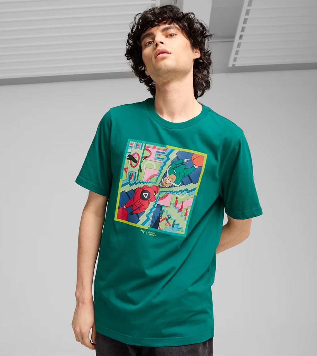 Grönt Puma x squid game graphic tee