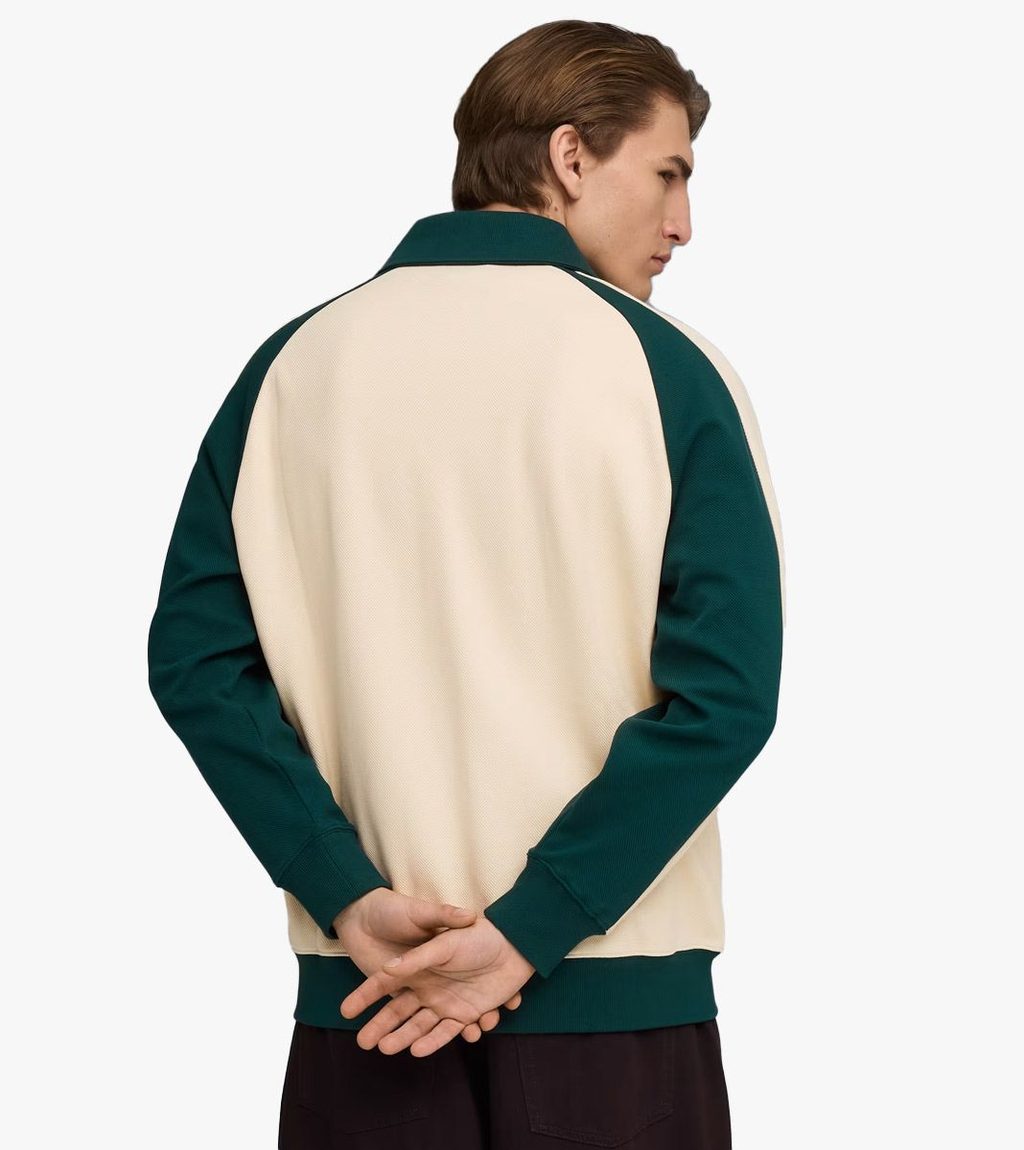 Green T7 RELAXED WING COLLAR JACQUARD TRACK JACKET