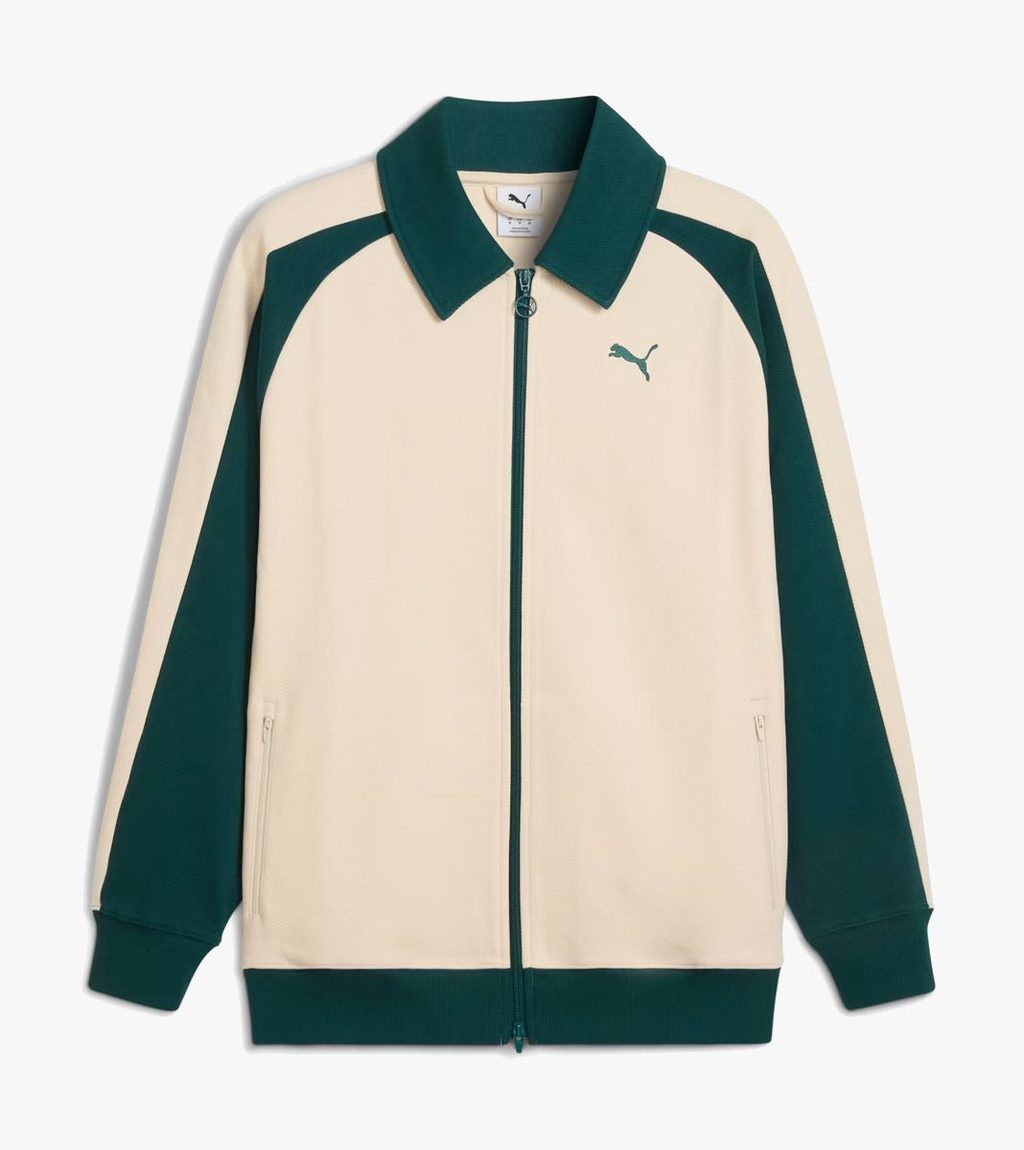 Green T7 RELAXED WING COLLAR JACQUARD TRACK JACKET