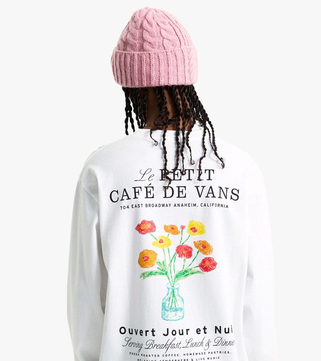 White CAFE VANS LS