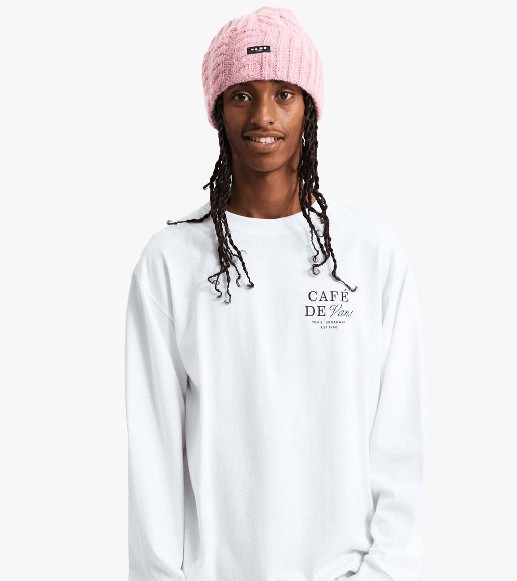 White CAFE VANS LS