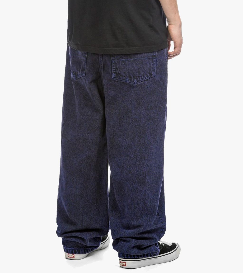 Sininen CHECK-5 BAGGY ACID OVERDYED DENIM PANTS