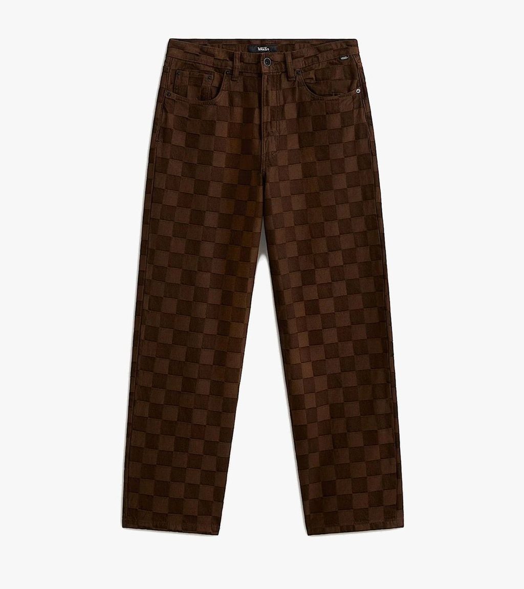 Brown CHECK-5 BAGGY DENIM PANT