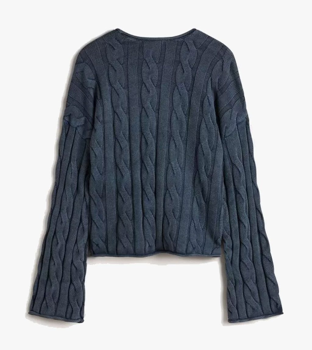 Mėlyna Mila cable knit crop