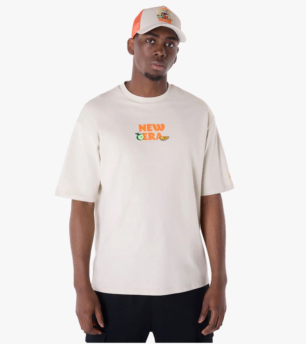 Beige NE DRINK GRAPHIC OS TEE