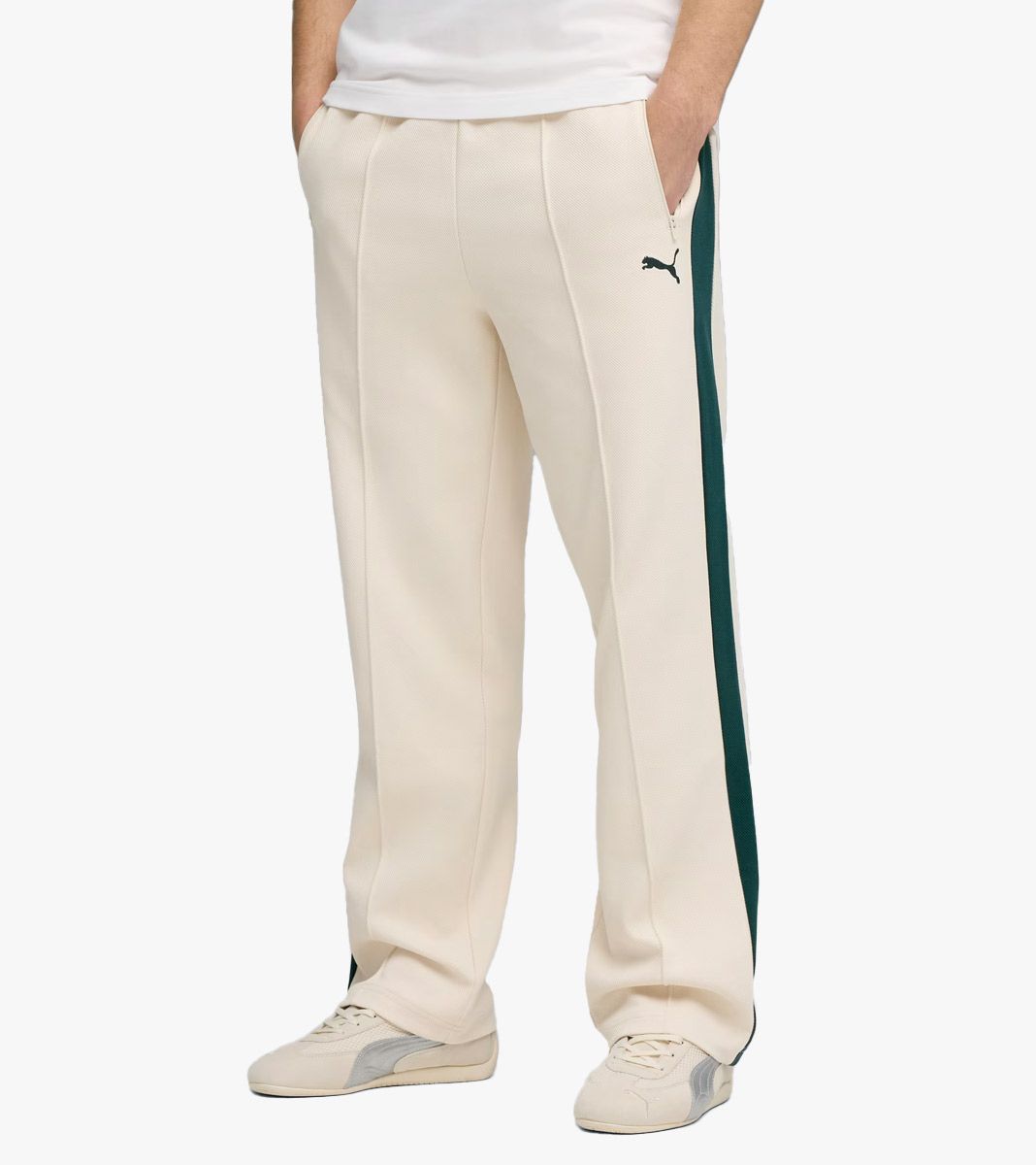 White T7 RELAXED JACQUARD TRACK PANTS