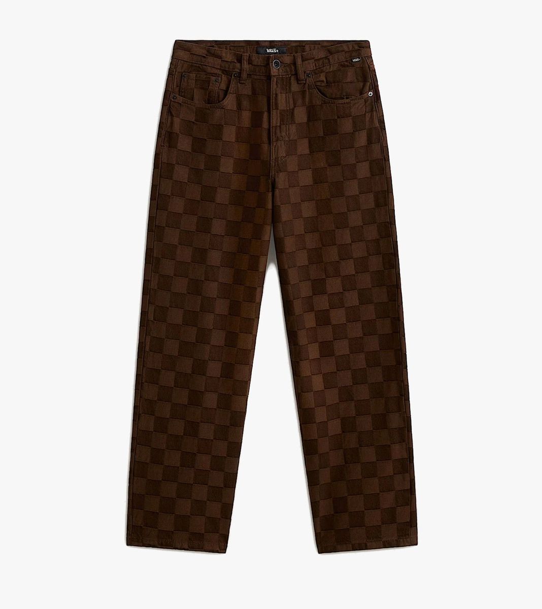 Brown CHECK-5 BAGGY DENIM PANT