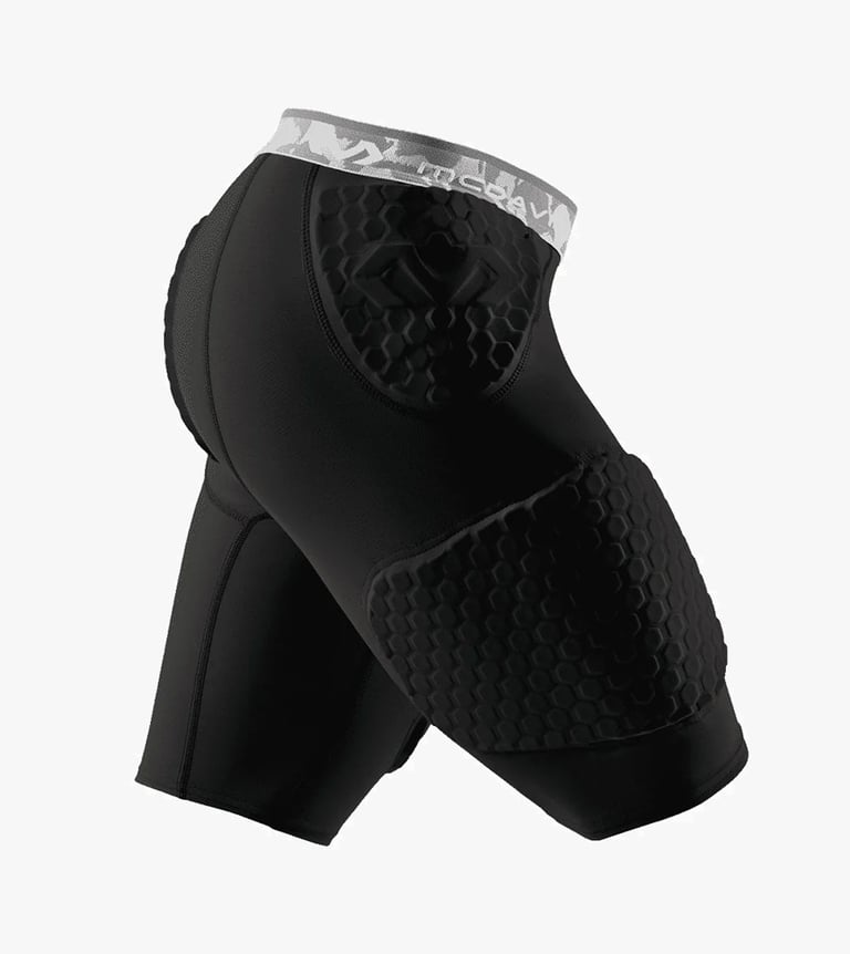 hex shorts with contoured wrap-around thigh