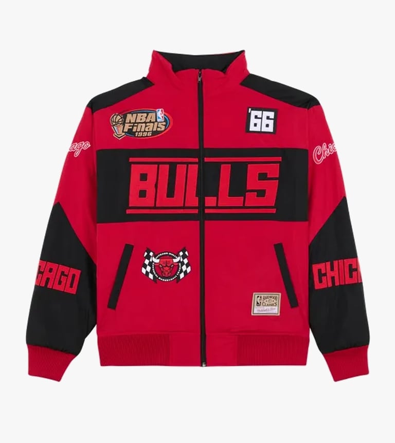 nba speedway unisex nylon varsity jacket bulls