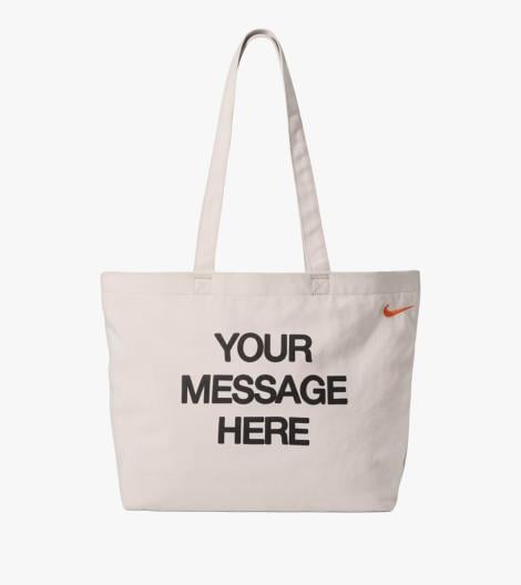 Beige Nk heritge tote gfx yr msg hre